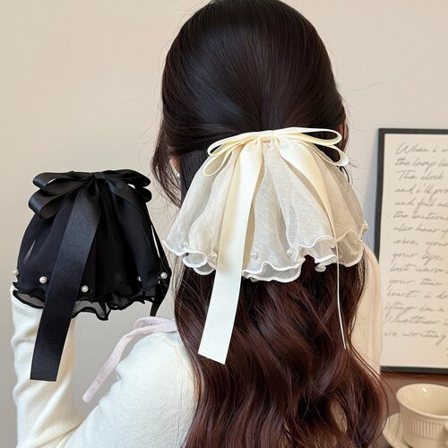 夏日仙女风蝴蝶结裙摆马尾抓夹