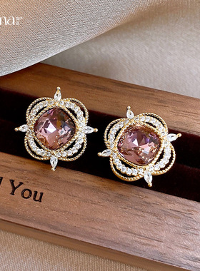 French Floral Studs, Zircon Minimalist Luxury Earrings