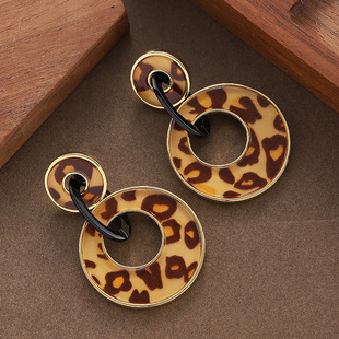 Acrylic Leopard Geometric Earrings Bold Hoop