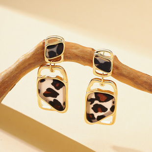 Minimalist Leopard Studs Bold Geometric Earrings Hollow