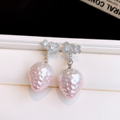 Strawberry Floral Earrings Korean Zircon Resin Luxury Studs