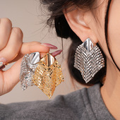 Luxury Metal Studs Geometric Vintage Diamond Earrings