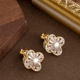Clover Elegant Ear Zircon Gold Pierced Clips Non Studs