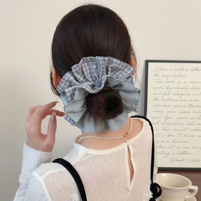 灰蓝色系格纹小蛮腰大肠发圈