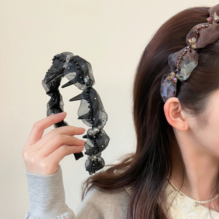 Non Band Mesh Headband Top Hair High Crystal Slip