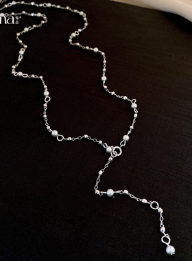 圆形玻璃串珠叠带珍珠项链