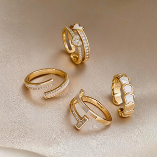 Zircon Ring Pearl Jewelry Minimalist Chic Circle Shell