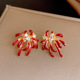 Gold Stud Plated Red 18K Firework Enamel Earrings