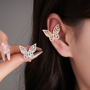 Cuffs Ons Zircon Ear Minimalist Clip Border Butterfly Cross