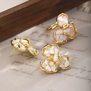 Camellia Pearl Set, Vintage Earrings & Ring Luxury Jewelry