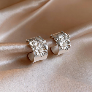 Zircon Studs Matte Earrings Minimalist Chic Hoop Floral