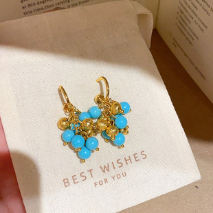 Gold Plated Turquoise Hoop Earrings Vintage Elegant Jewelry