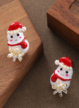 Santa Enamel Studs, Cute Christmas Luxury Earrings