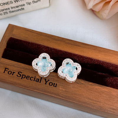 小清新超闪锆石花朵耳钉