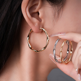 Zircon Twist Hoops, Metal Minimalist Earrings