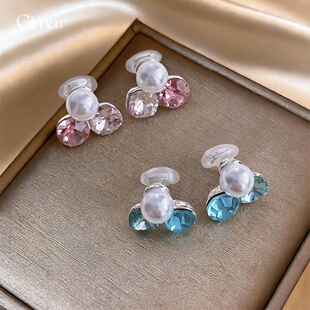 Summer Crystal Clip-On Earrings, Luxury Non-Pierced Jewelry