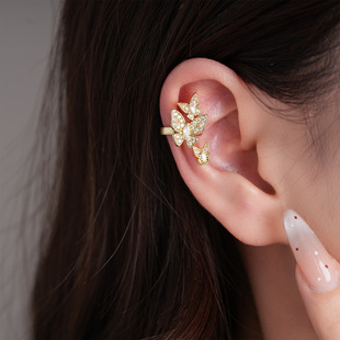 Cuffs Ear Butterfly Ons Minimalist Clip Floral Zircon