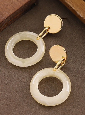 Hong Kong Hoop Earrings, Hollow Resin Hepburn Luxury Earring