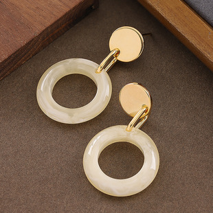 Earrings Hollow Resin Hong Luxury Hoop Hepburn Earring Kong