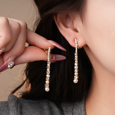 18k真金电镀锆石珍珠轻奢感耳夹