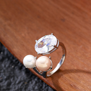 Everyday Pearl Jewelry Minimalist Open Zircon Ring