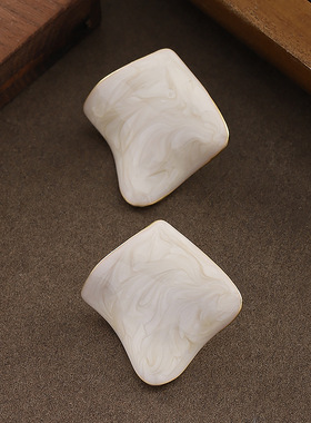 Hong Kong Style Studs, Enamel Geometric Hepburn Earrings