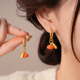 Persimmon Chic Peanut Enamel Drop Earrings Silver Post