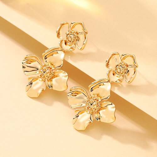 时髦OL风金属花朵流苏耳环