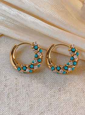 French Style Zircon Hoop Earrings Elegant Ear Cuffs