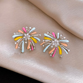 Firework Zircon Studs Enamel Sweet Sparkling Luxury Earrings