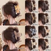 Plush Bow Clip Luxury Hair Winter Women for Warm Large Shark