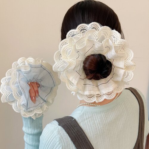 精致蕾丝花边条纹大肠发圈