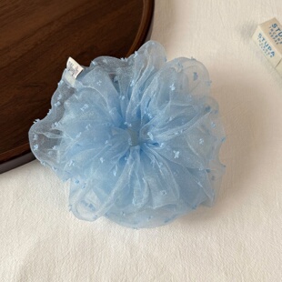 Double Layer Polka Dot Scrunchie Fluffy Hair Tie for Women