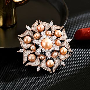 Pearl Lapel Brooch Luxury Pin Sunflower Freshwater