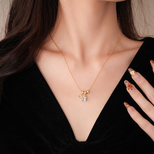 18K Gold Square Pendant, Zircon Minimalist Luxury Necklace
