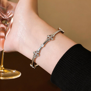 Flower Cross Zircon Jewelry Bangle Elegant Open Vintage