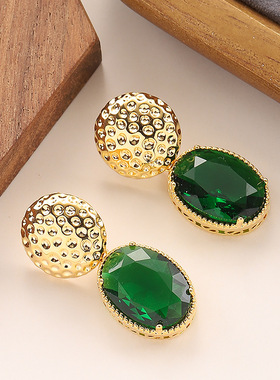 18K Gold Oval Hoops, Vintage Geometric Luxury Earrings