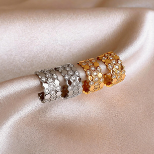 Earrings Hoop Studs Zircon Minimalist Hexagon Korean