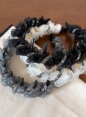 Korean Tulle Princess Headband Crystal Chain Hair Accessory
