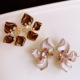 Hong Stud Kong Crystal Vintage Flower Style Enamel Earrings
