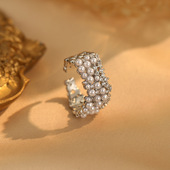 Minimalist French Jewelry Adjustable Open Zircon Ring