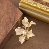 Diamond Enamel Jewelry French Adjustable Petal Ring