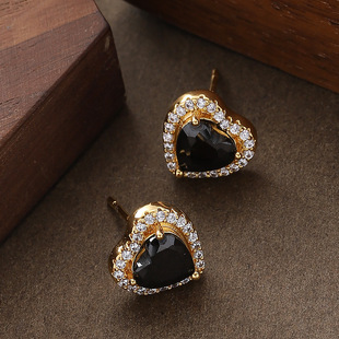 CZ Heart Stud Earrings Chic Minimalist Silver Studs