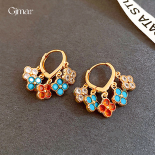 Zircon Earrings Vintage Luxury Cuffs Snowflake Ear Drop