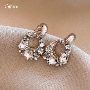 Silver Post Diamond Hollow Square Studs Luxury Earrings