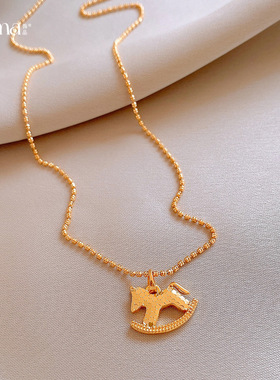 新中式简约风本命年小马吊坠项链