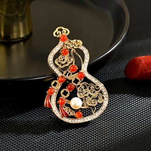 Lucky Gourd Brooch, Hollow Chinese New Year Pendant