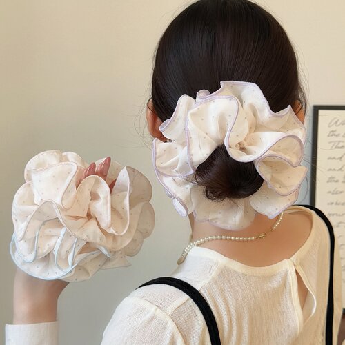 韩版波点双层锁边束腰大肠发圈