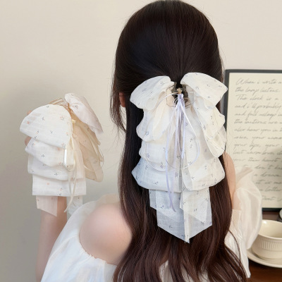 网纱多层蝴蝶结发夹发饰鲨鱼抓夹