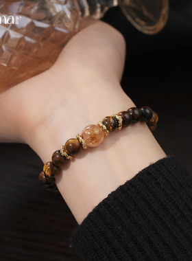 黑曜石串珠弹力手链轻奢高级手串